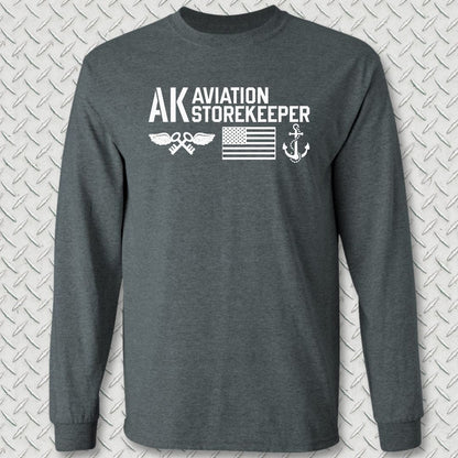 AK - Flag & Anchor Long Sleeve Tee - Dark Heather