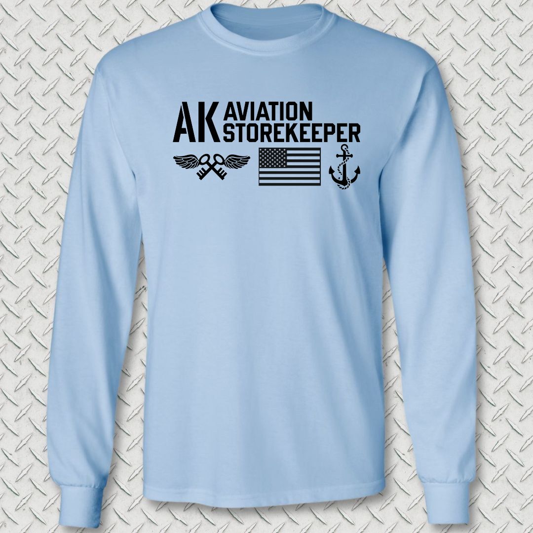 AK - Flag & Anchor Long Sleeve Tee - Light Blue