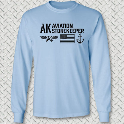 AK - Flag & Anchor Long Sleeve Tee - Light Blue