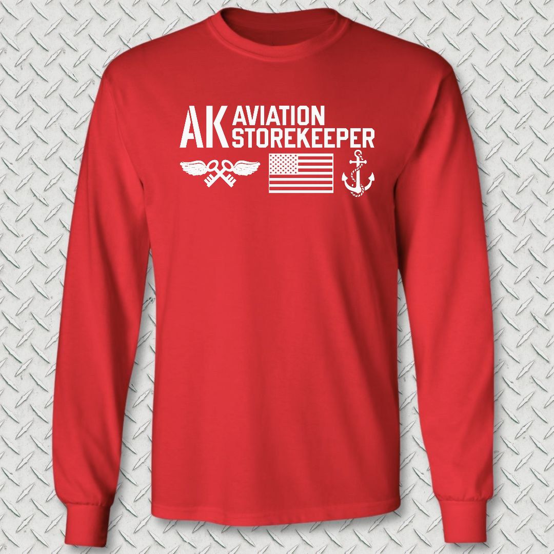 AK - Flag & Anchor Long Sleeve Tee - Red