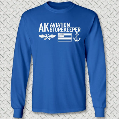 AK - Flag & Anchor Long Sleeve Tee - Royal Blue