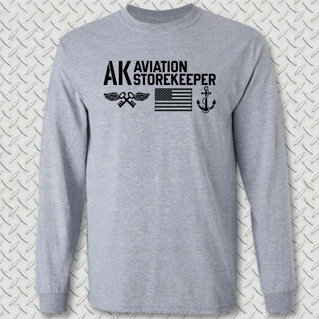 AK - Flag & Anchor Long Sleeve Tee - Sport Grey