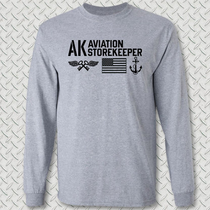 AK - Flag & Anchor Long Sleeve Tee - Sport Grey