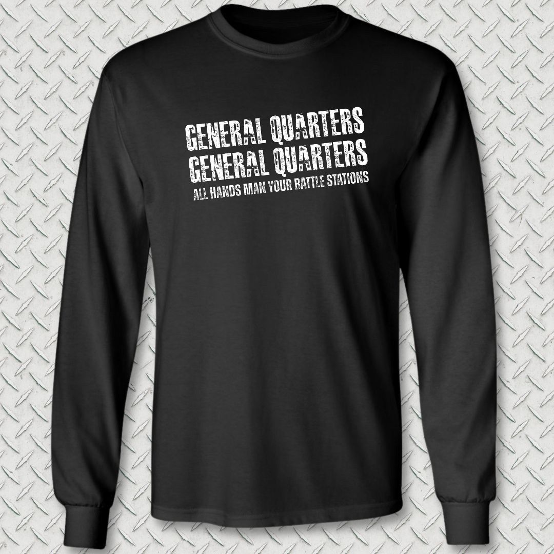 All Hands Man Your Battle Stations Long Sleeve Tee - Black