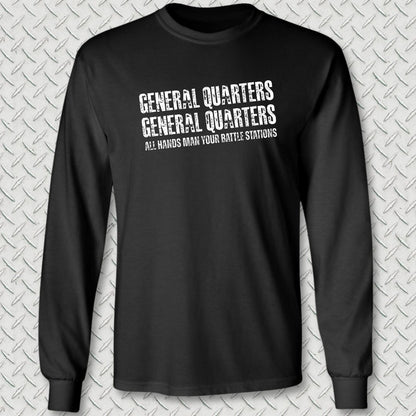 All Hands Man Your Battle Stations Long Sleeve Tee - Black
