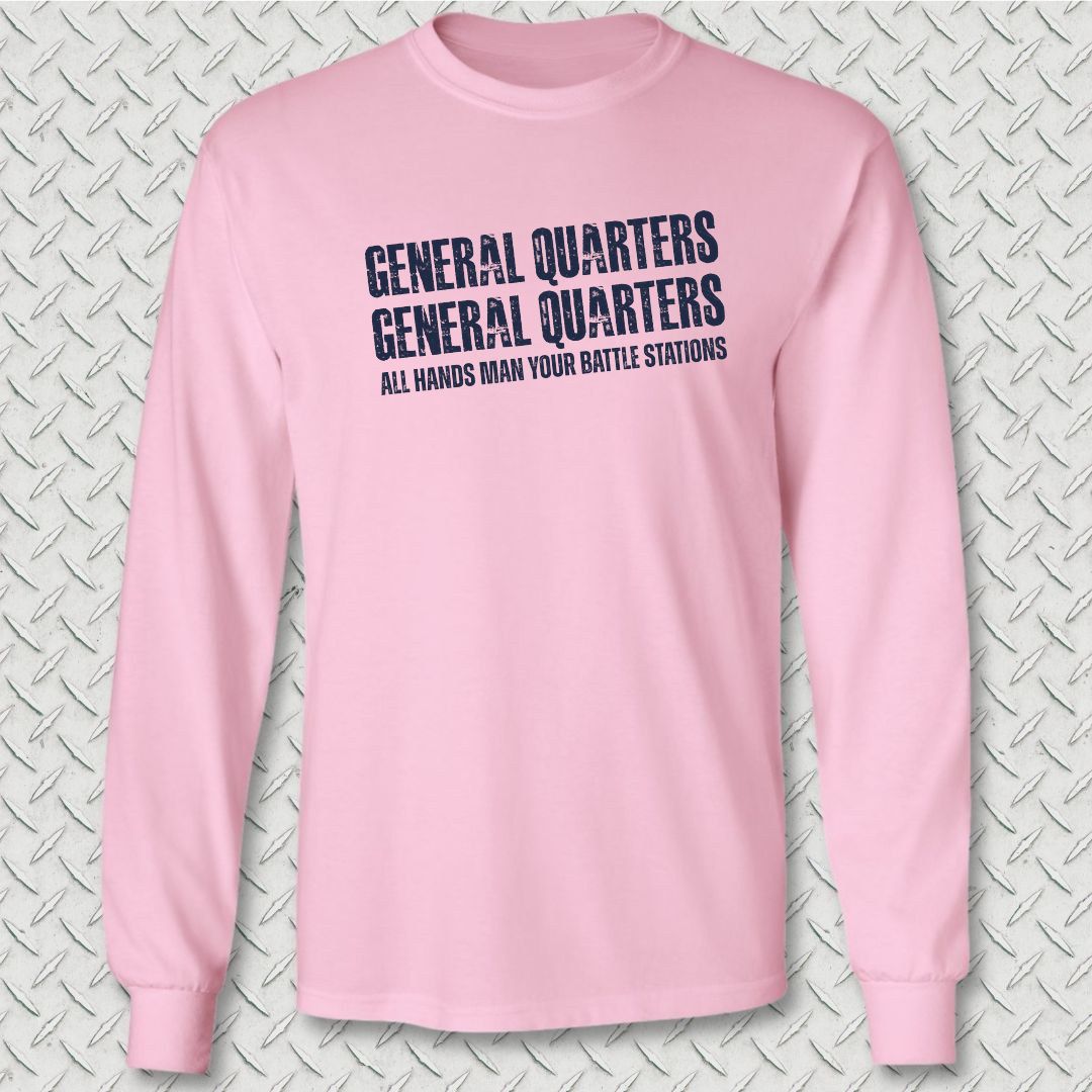 All Hands Man Your Battle Stations Long Sleeve Tee - Pink