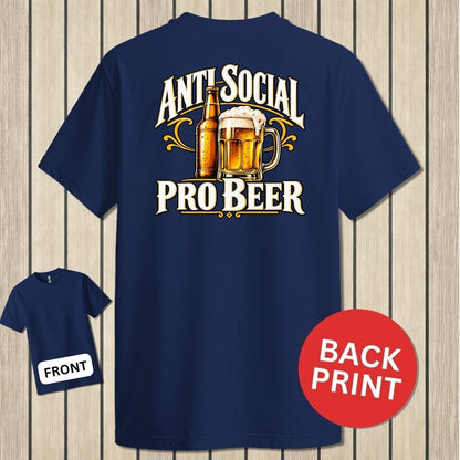 NavyHumor Classic Tee Navy / S Anti Social, Pro Beer