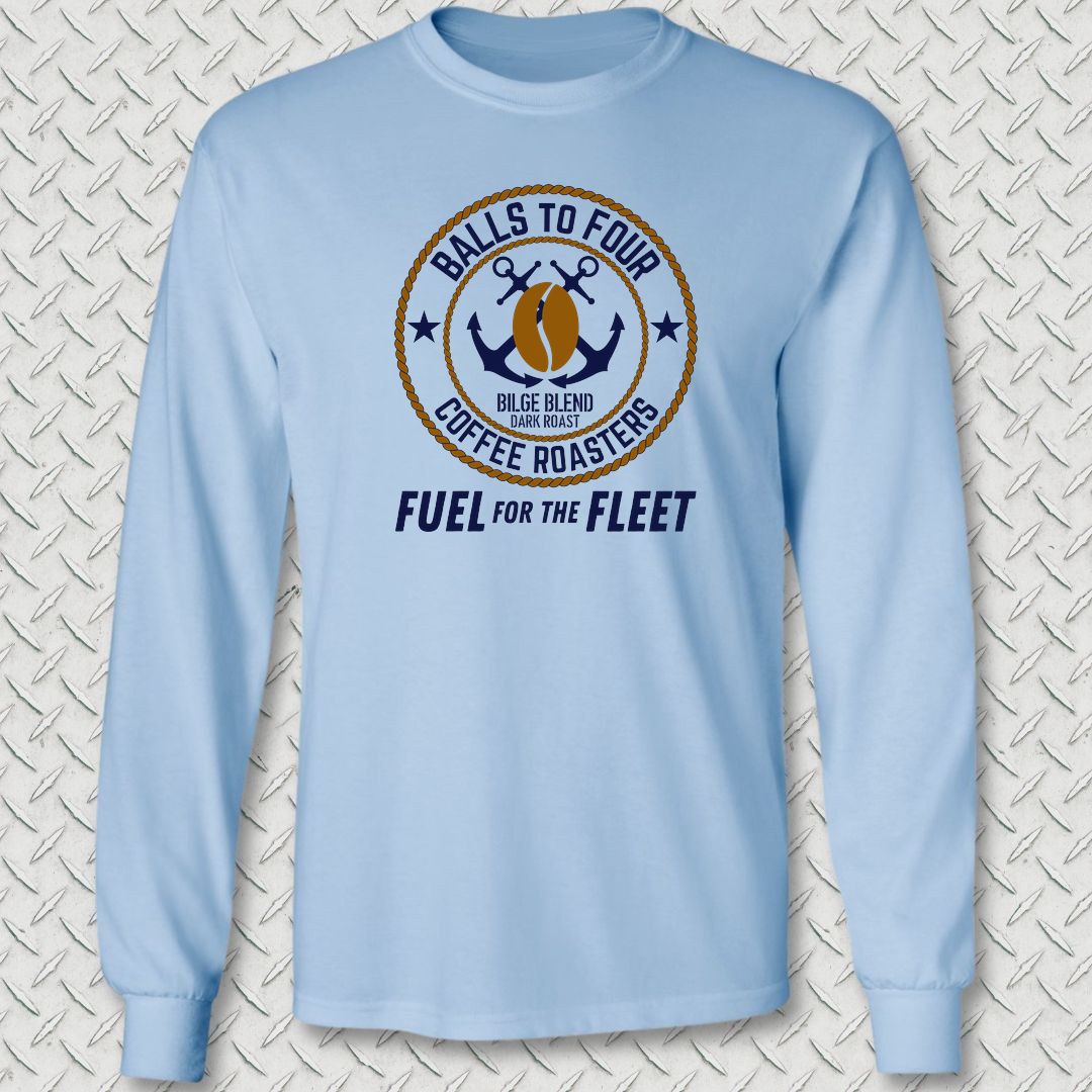 Balls To Four Coffee Roasters Long Sleeve Tee - Light Blue