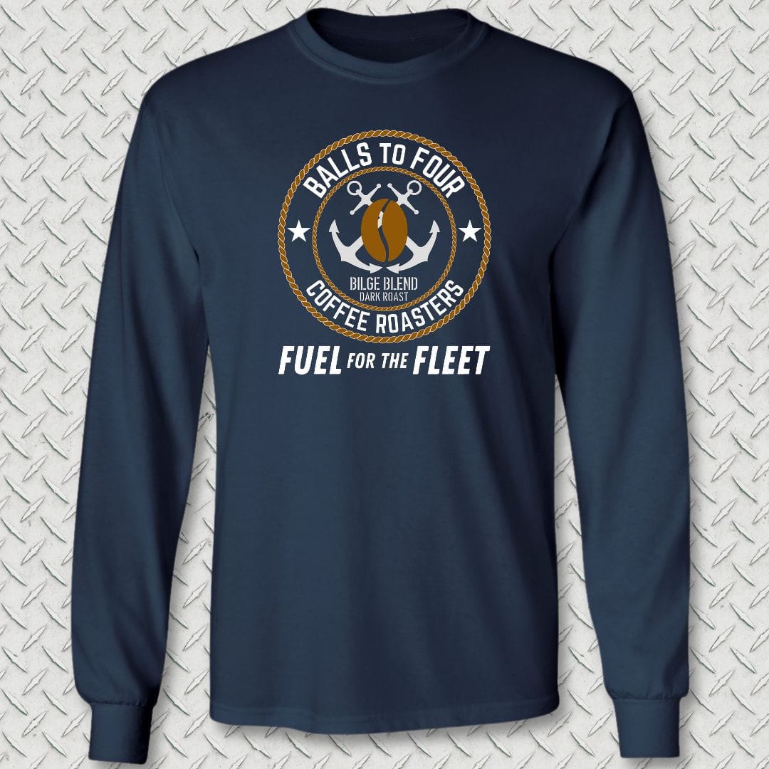 Balls To Four Coffee Roasters Long Sleeve Tee - Navy