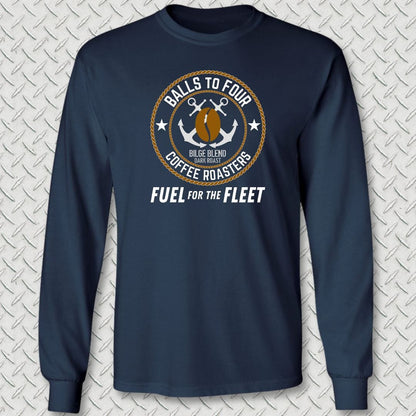 Balls To Four Coffee Roasters Long Sleeve Tee - Navy