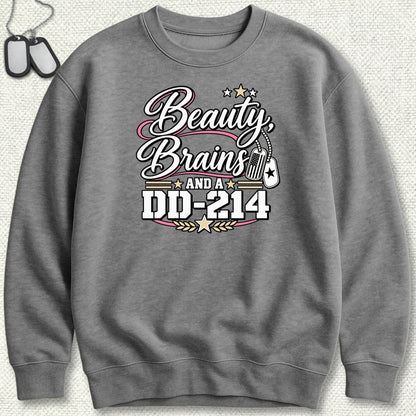 Beauty, Brains, and a DD-214 - DT Sweatshirt - Graphite Heather