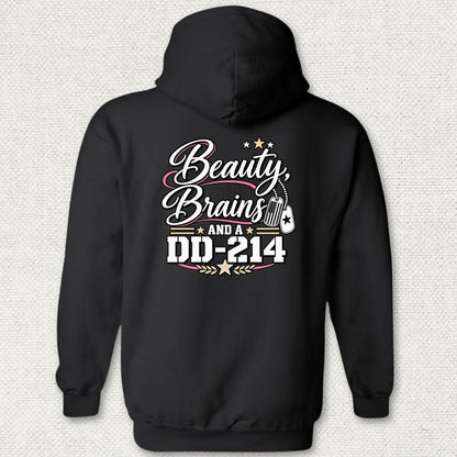 Beauty, Brains, and a DD-214 - DT Hoodie - Black