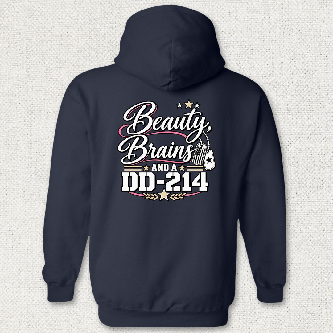 Beauty, Brains, and a DD-214 - DT Hoodie - Navy