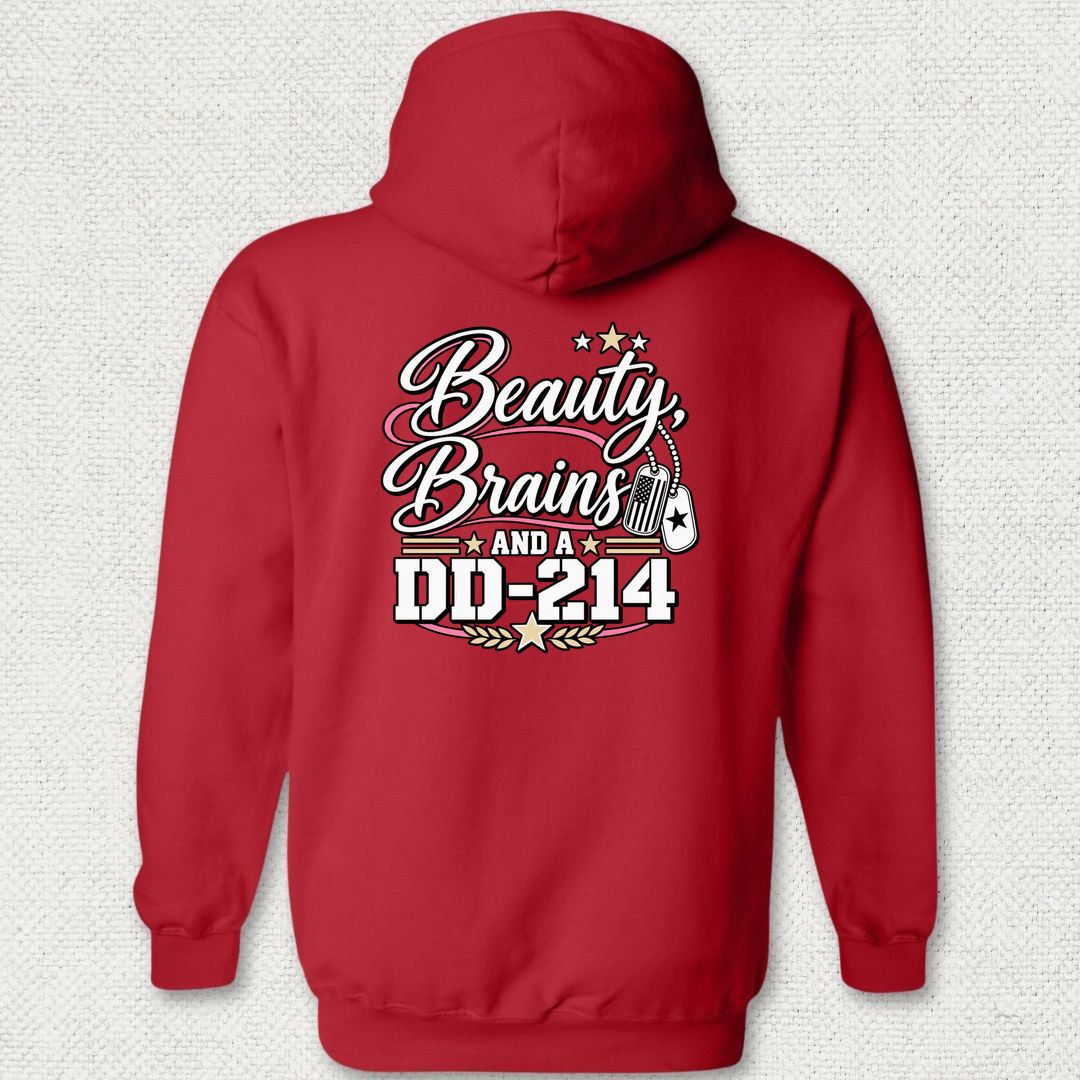 Beauty, Brains, and a DD-214 - DT Hoodie - Red