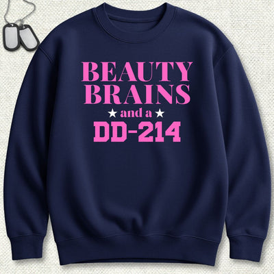 Beauty, Brains, DD-214 (Pink Edition) Sweatshirt