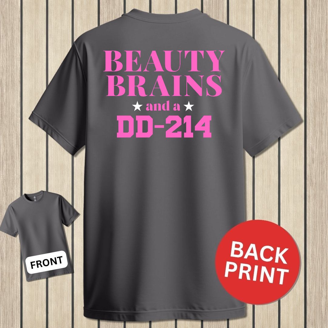 Beauty, Brains, DD-214 (Pink Edition) - Charcoal