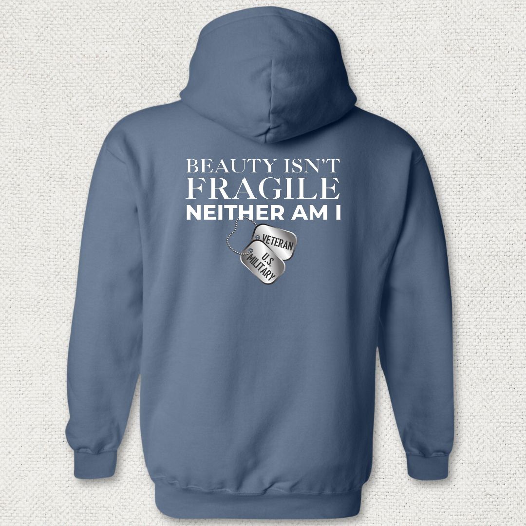 Beauty Isn't Fragile - Veteran Hoodie - Heather Navy