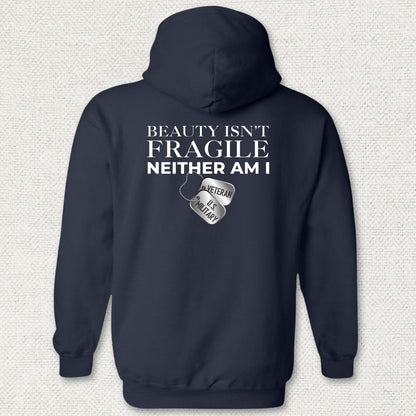 Beauty Isn't Fragile - Veteran Hoodie - Navy