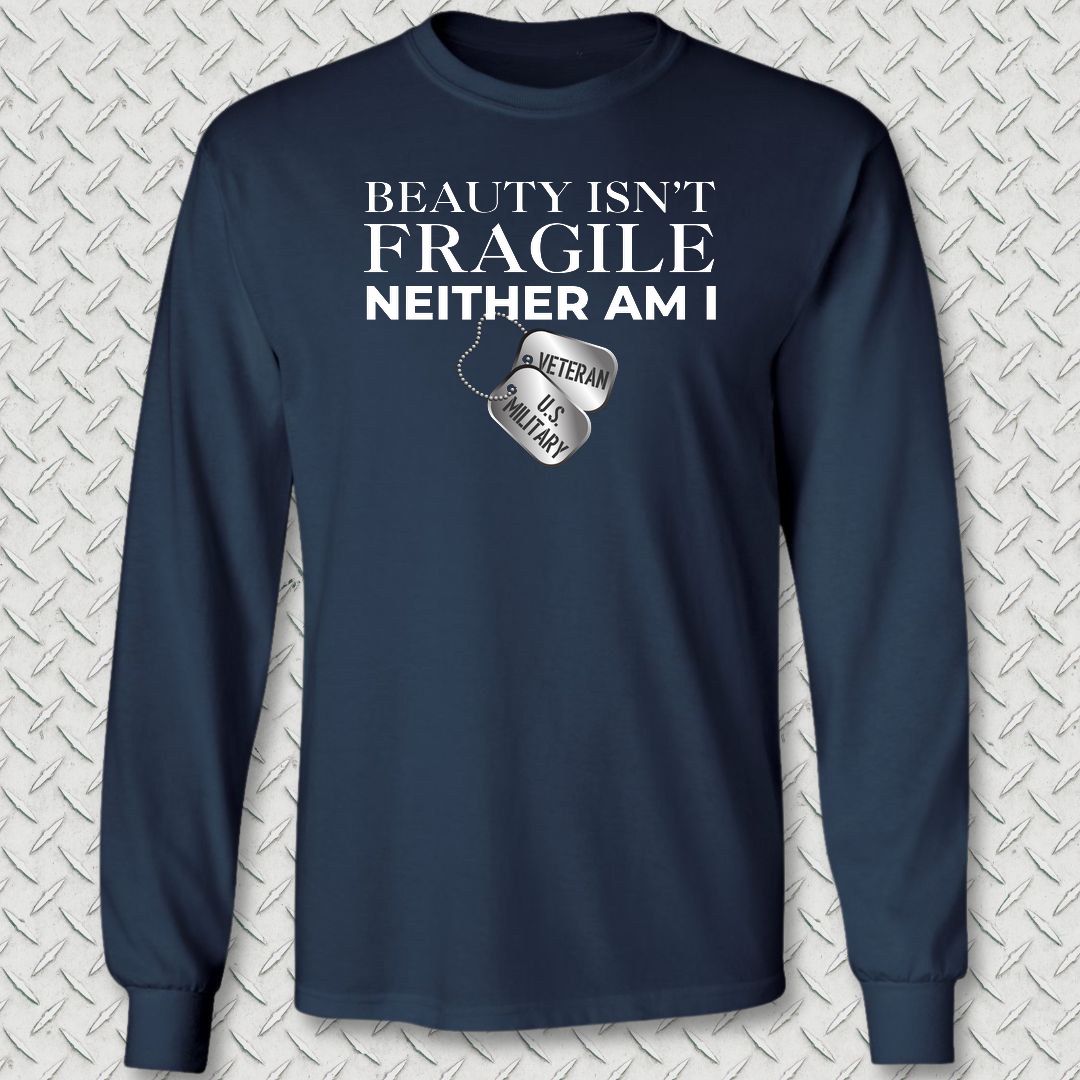 Beauty Isn't Fragile - Veteran Long Sleeve Tee - Navy