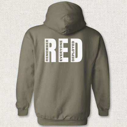 Big RED - Remember Everyone Deployed Hoodie - Military Green