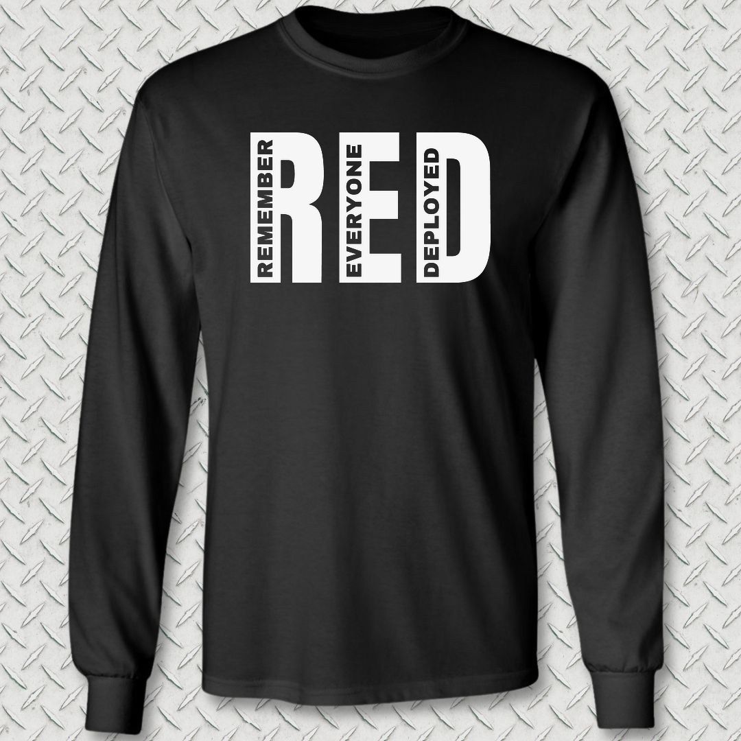 Big RED - Remember Everyone Deployed Long Sleeve Tee - Black