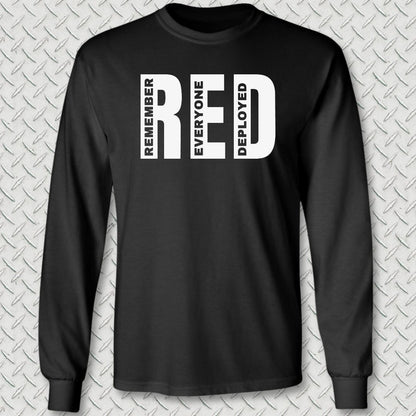Big RED - Remember Everyone Deployed Long Sleeve Tee - Black