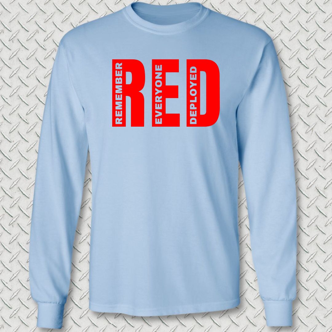 Big RED - Remember Everyone Deployed Long Sleeve Tee - Light Blue