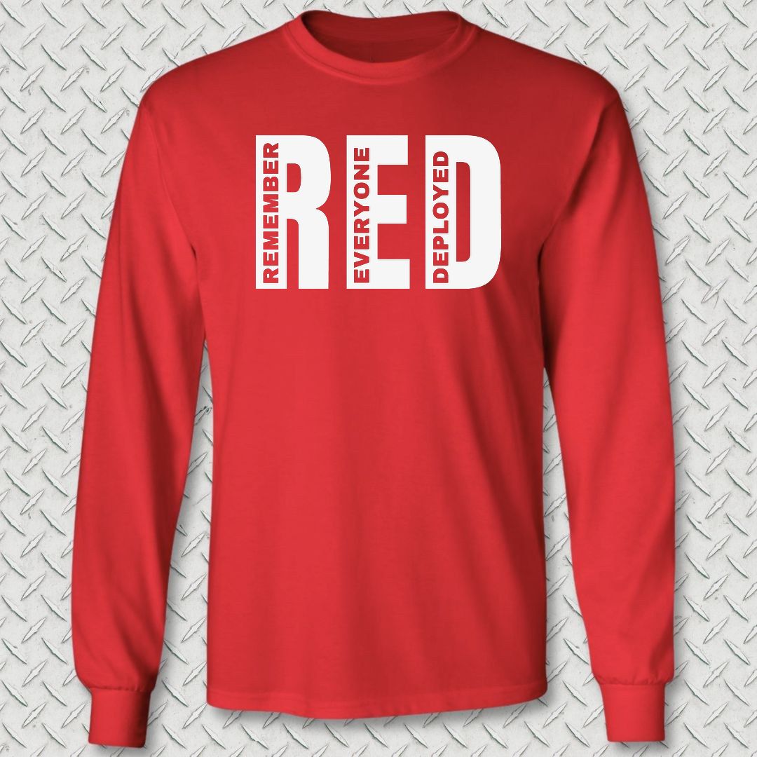 Big RED - Remember Everyone Deployed Long Sleeve Tee - Red