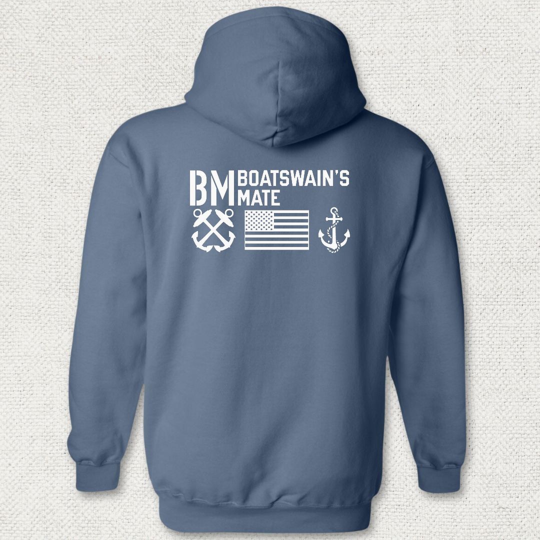 BM - Flag & Anchor Hoodie - Heather Navy
