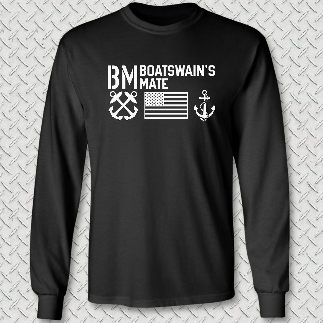 BM - Flag & Anchor Long Sleeve Tee - Black