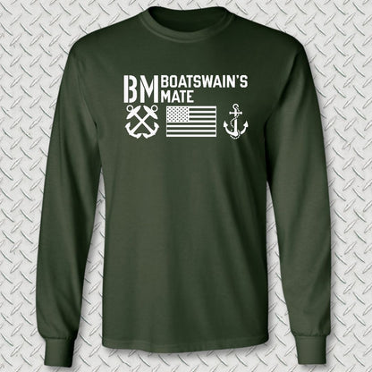 BM - Flag & Anchor Long Sleeve Tee - Forest Green