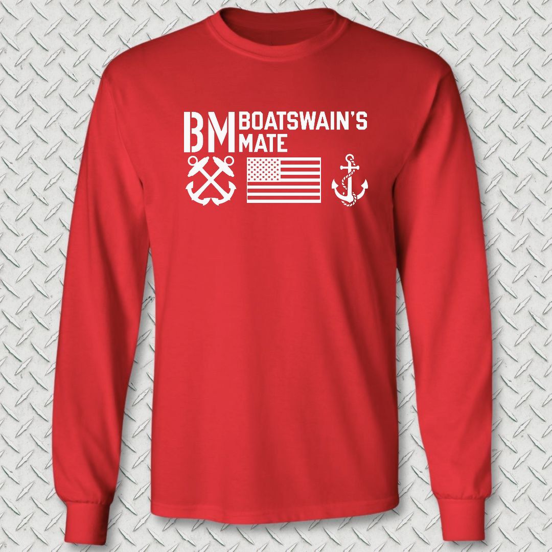 BM - Flag & Anchor Long Sleeve Tee - Red