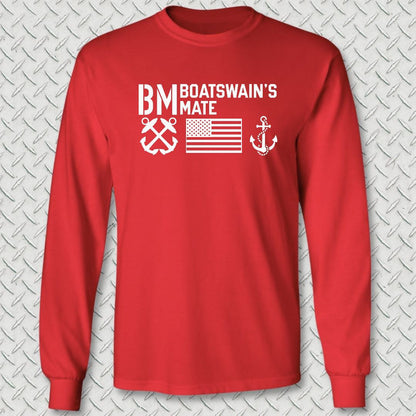 BM - Flag & Anchor Long Sleeve Tee - Red