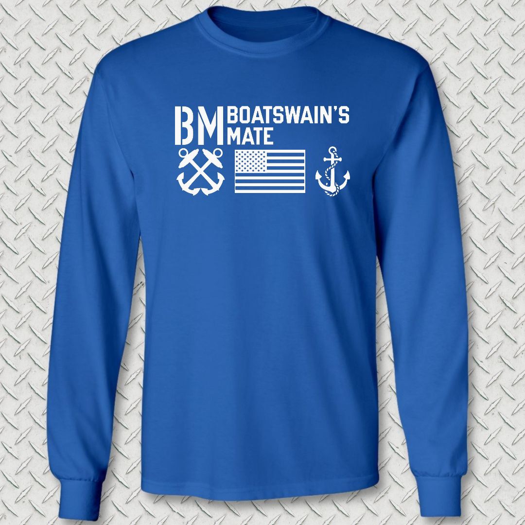 BM - Flag & Anchor Long Sleeve Tee - Royal Blue