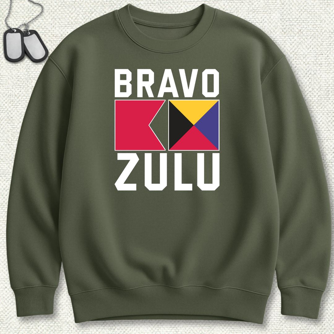 Bravo Zulu Signal Flags Sweatshirt - Military Green