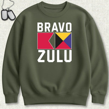 Bravo Zulu Signal Flags Sweatshirt - Military Green