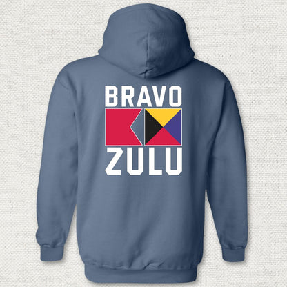 Bravo Zulu Signal Flags Hoodie - Heather Navy