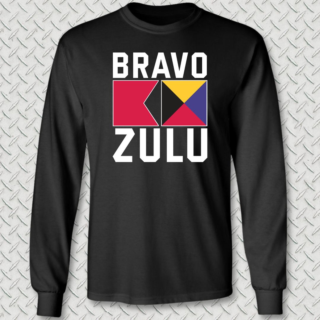 Bravo Zulu Signal Flags Long Sleeve Tee - Black