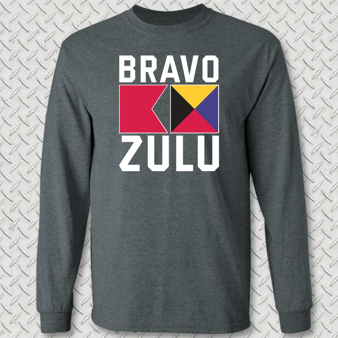 Bravo Zulu Signal Flags Long Sleeve Tee - Dark Heather