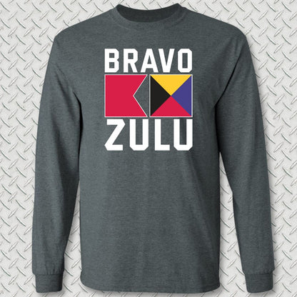 Bravo Zulu Signal Flags Long Sleeve Tee - Dark Heather