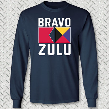 Bravo Zulu Signal Flags Long Sleeve Tee - Navy
