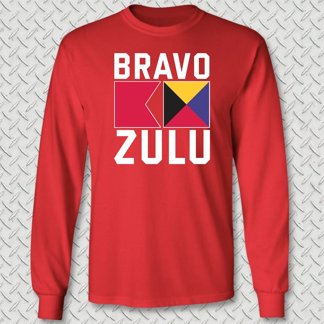 Bravo Zulu Signal Flags Long Sleeve Tee - Red