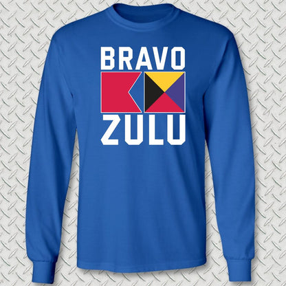 Bravo Zulu Signal Flags Long Sleeve Tee - Royal Blue