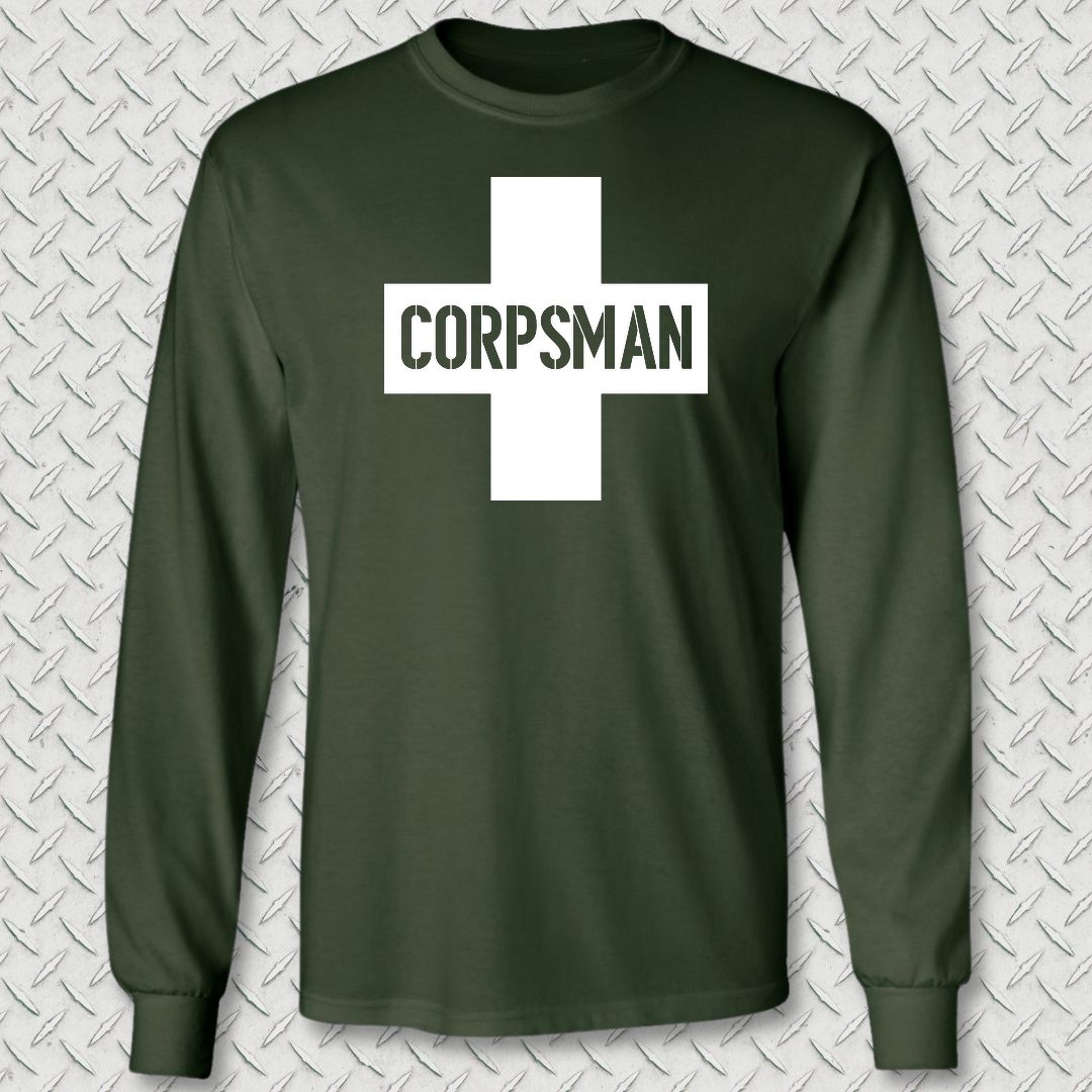 Corpsman Cross Long Sleeve Tee - Forest Green
