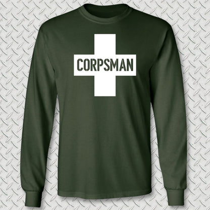 Corpsman Cross Long Sleeve Tee - Forest Green