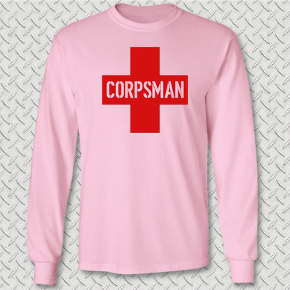 Corpsman Cross Long Sleeve Tee - Pink