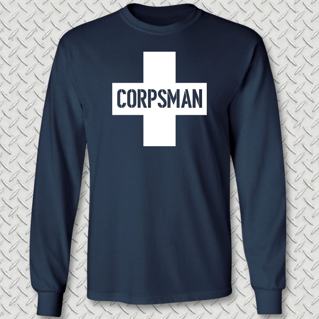 Corpsman Cross Long Sleeve Tee - Navy