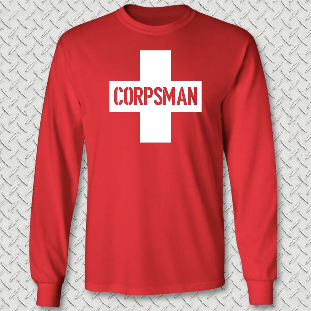 Corpsman Cross Long Sleeve Tee - Red