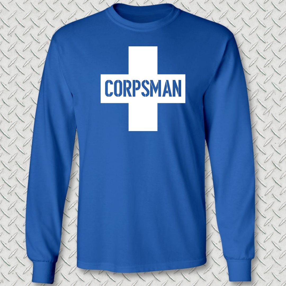 Corpsman Cross Long Sleeve Tee - Royal Blue