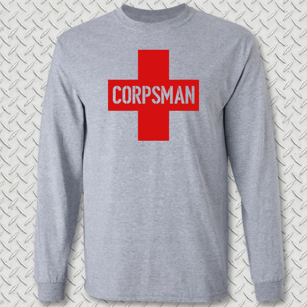 Corpsman Cross Long Sleeve Tee - Sport Grey